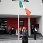 Stephen Thompson raising the National Flag