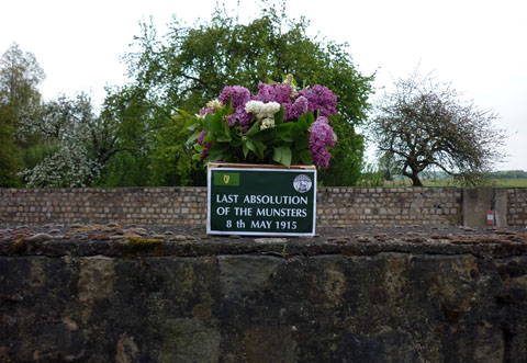 Temporary sign on wall Last Absolution site