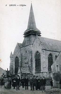 Postcard photo Locon church circa pre WW1 perhaps
