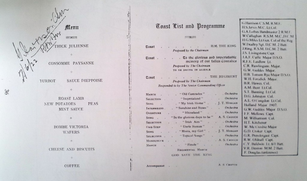 REGIMENTAL DINNER 1922 (1)
