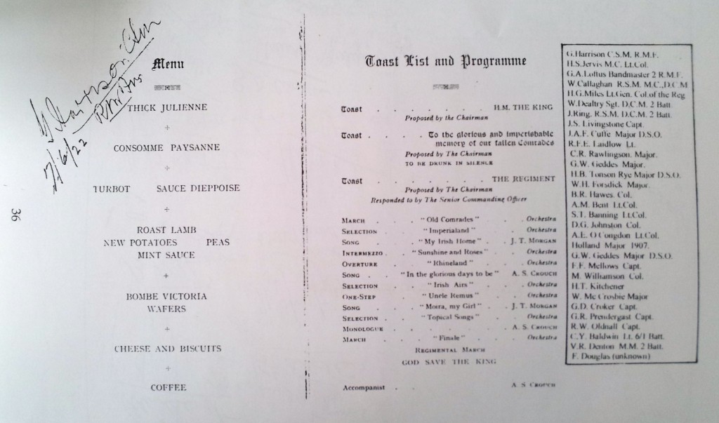 REGIMENTAL DINNER 1922 (1)