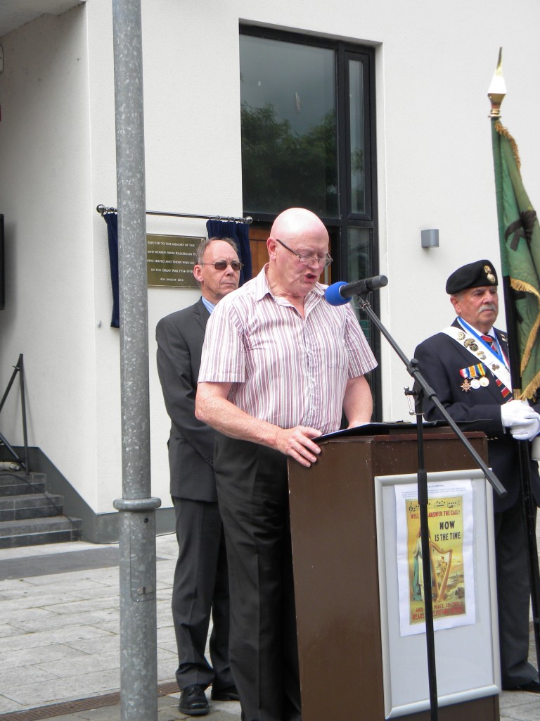 James Galvin (nephew of veteran) reciting the names