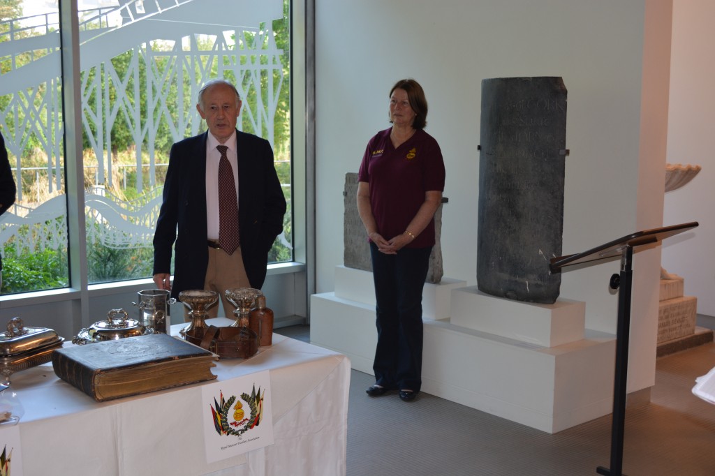 Col. Dudding speaking at the Museum, with Association Secretary Miss Colette Collins also pictured