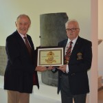 Col. Dudding receiving Honorary Life Membership of the RMFA from association President, Ollie Griffin.