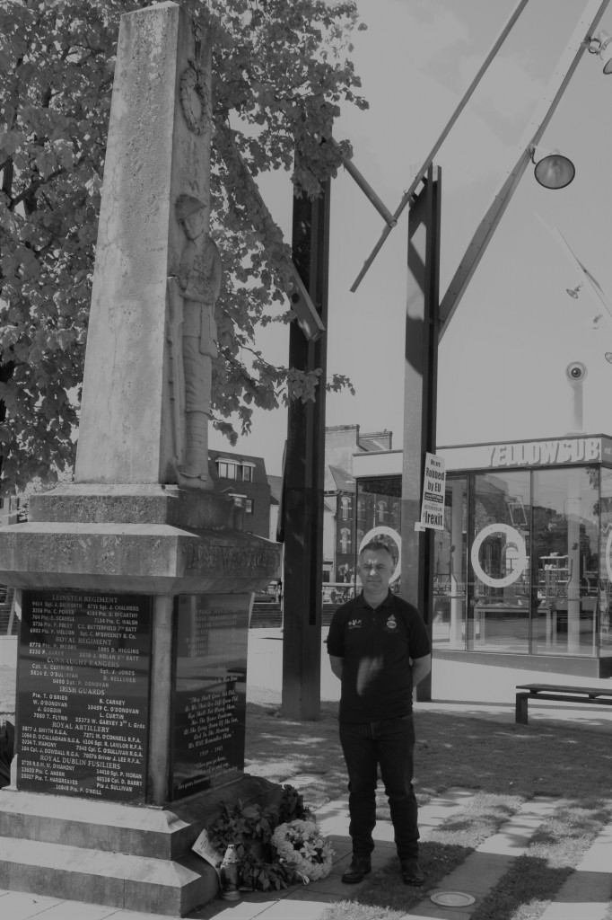 Vice Chairman RMFA, Adrian Foley at the War Memorial.